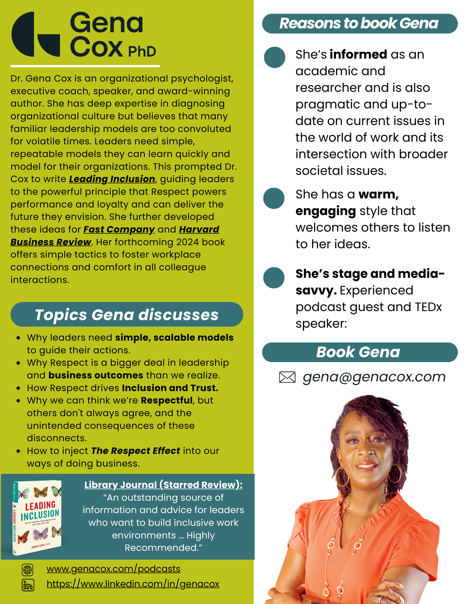 Gena Cox Author Interview Onesheet